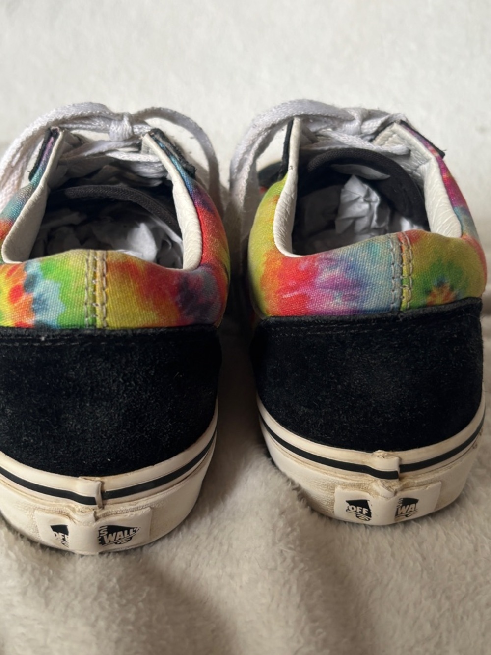 Vans Old Skool Tie Dye Sneakers Youth 3 / Women’s 5 Rainbow Black White - Picture 4 of 10